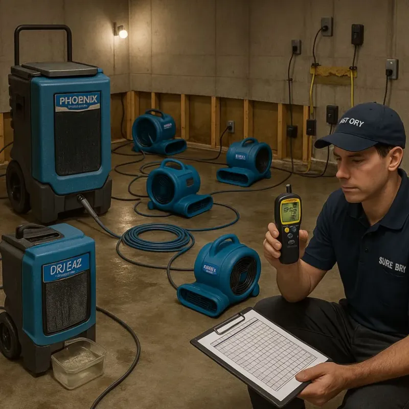Structural Drying and Dehumidification process in Rogers, AR